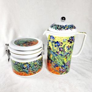 Chaleur Master Impressionists French Press and Coffee Jar, Van Gogh Sunflowers
